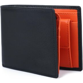 OFAMOUS Men's Leather Wallet with Coin Pocket Flip Up ID Window RFID Blocking Slim Bifold Credit Card Front Pocket Wallet (Black)