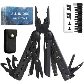 Multitool pliers.32in1 collapsible stainless steel multi tool with Replaceable pliers.Replaceable screwdriver sleeve and nylon sheath.For life saving,camping,outdoor.Birthday Gifts for Men.