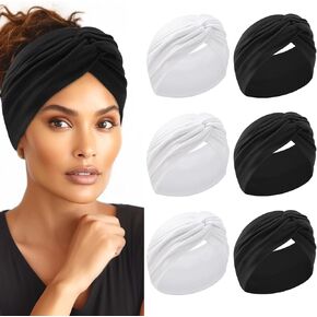 HAUHC 7'' Wide Headbands For Women Extra Large Turban Headband Fashion Yoga Hair Bands Twisted Knot Head Bands Boho Hairband Foldable for multiple uses Headbands Accessories 6 PCS