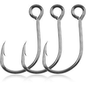 Inline Single Hooks Single Replacement Hooks for Lures Baits Inline Circle Hooks Large Eye with Barbed Fishing Baiting Hooks Saltwater Freshwater
