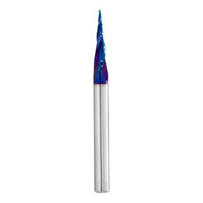 CNC Router Bits Spiral Tapered Ball-Mill 2D & 3D Carving Bits, 2.4 Deg Tapered Angle Ball Tip R1.5, 1/4"Shank 3"OVL for Wood Carving Engraving