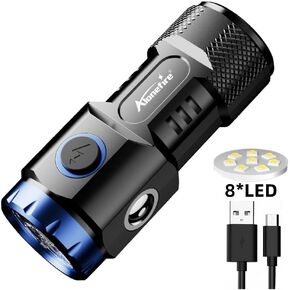 ALONEFIRE X88 LED Mini Flashlight High Lumens USB C Rechargeable Small Flashlight with Side COB Light ABS Shell 6 Light Modes Magnetic with Clip, Lampshade, Built-in Rechargeable Battery for EDC