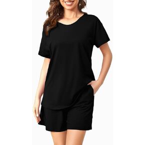 ENJOYNIGHT Cute Pajama Sets for Women Sleepwear Print Tee and Shorts Pajama Set Cotton Pj Set