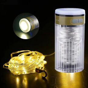 LED Rechargeable Flashlight and Warm Light Two in One Camping Light, Outdoor Portable Tent Atmosphere Decoration Light. Can Hang Ultra Long 10 Meter Light Strip with Multifunctional Lighting.