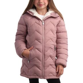 DKNY Girls' Winter Coat – Fully Sherpa Lined Glacier Shield Parka Jacket, Fur Trim Hood (7-16)