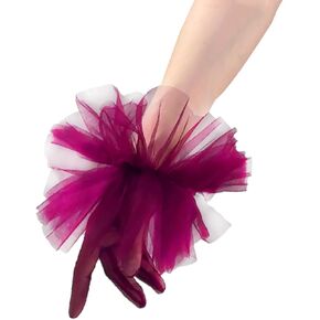 DooWay Women Girls Fashion Sheer Gloves Ruffle Trimmed Tulle TECH Touchscreen Dressy Gloves