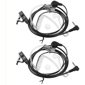 Walkie Talkie Earpiece with Mic PTT 2.5mm 1 Pin Covert Acoustic Tube Earpiece Compatible with Motorola Cobra Talkabout MH230R MR350R T200 T200TP T260 T260TP T600 MT350R Two Way Radio (2 Pack)