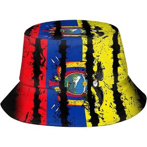 Ecuador Flag Ecuadorean Bucket Hat Packable Sun Protection Wide Brim Hats Outdoor Summer Travel Fisherman Hats for Men Women