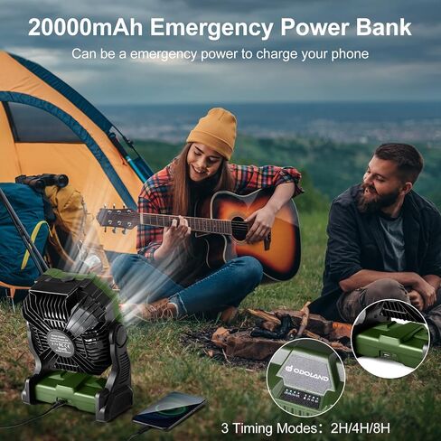 Odoland 20000mAh Camping Fan, Portable Misting Fan with RGB Light, Battery Operated Rechargeable Mister Tent Fan with Hook & 250mL Water Tank, Cooling Mist Fans for Outdoor Beach Patios RV Car Summer in Saudi Arabia