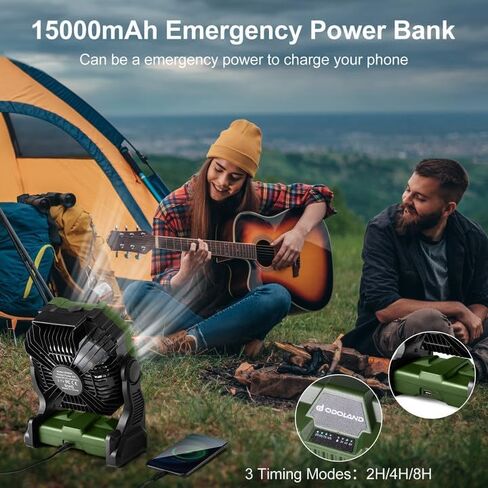 Odoland 20000mAh Camping Fan, Portable Misting Fan with RGB Light, Battery Operated Rechargeable Mister Tent Fan with Hook & 250mL Water Tank, Cooling Mist Fans for Outdoor Beach Patios RV Car Summer in Saudi Arabia