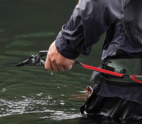 6 Pcs Retractable Safety Coiled Lanyard Steel Wire Fishing Pliers Tools Lanyard with Aluminium Alloy Clip Kayak Gear Tether for Boating Fishing in Saudi Arabia
