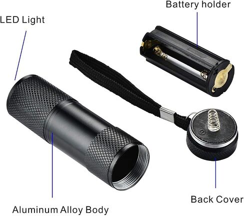 6 Pack UV Blacklight 9 LED Flashlight Torch Light Outdoors Etc (6 Pack) in Saudi Arabia