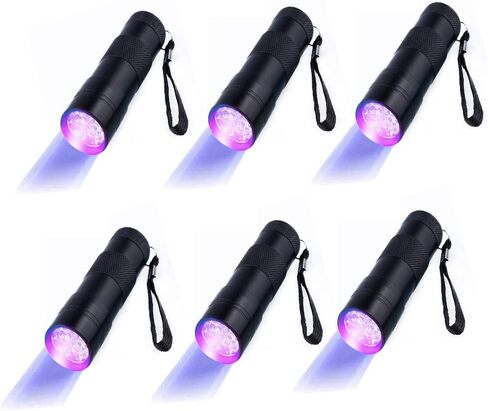 6 Pack UV Blacklight 9 LED Flashlight Torch Light Outdoors Etc (6 Pack) in Saudi Arabia