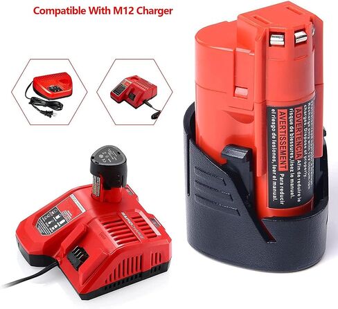 DV8DKV7 2 حزم استبدال لميلووكي M12 12 فولت أدوات لاسلكية بطارية 6.0Ah، متوافقة مع ميلووكي 12 فولت 48-11-2410 48-11-2420 48-11-2411 48-11-2401 12 فولت بطارية ليثيوم أيون in Saudi Arabia