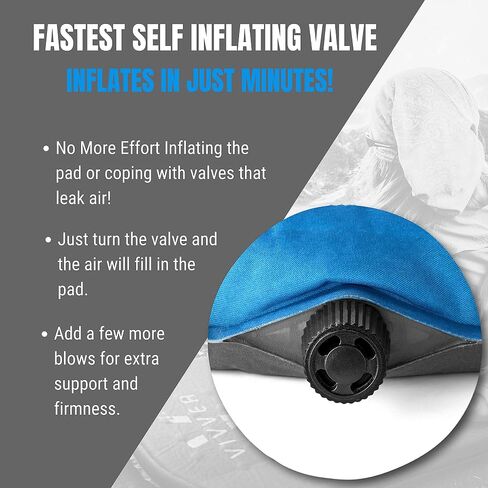 Self Inflating Lighweight Sleeping Pad - Compact, Thick and Durable -Ideal for Outdoor Camping, Hiking and Backpacking -Self-Inflating Sleep Pad is Sleeping Bags. No Air Leakage in Saudi Arabia