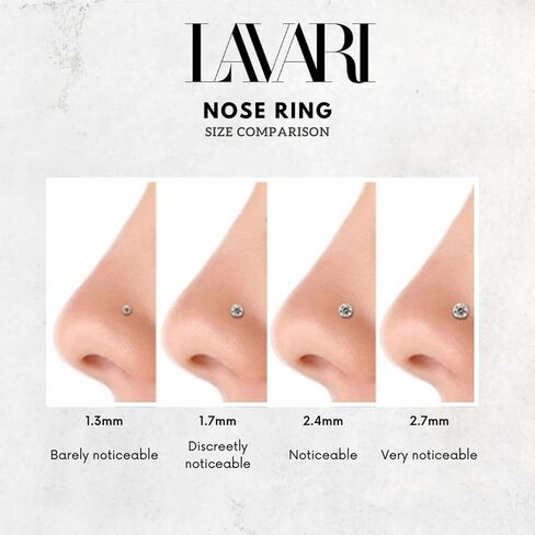 22 Gauge Cubic Zirconia Twist Stud Nose Ring Set in 14k White or Yellow Gold - 1.5 mm, 2 mm, 2.5 mm by Lavari Jewelers in Saudi Arabia