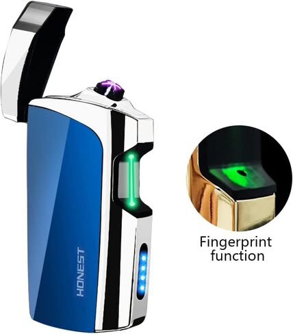 ولاعة كهربائية قابلة لإعادة الشحن عبر USB، ولاعة بلازما عديمة اللهب للتخييم، ولاعة كهربائية مقاومة للرياح بقوس مزدوج مع مؤشر بطارية LED للشمعة (أزرق) in Kuwait