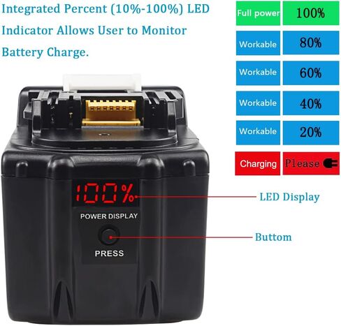 TENMOER 18V 9.0Ah BL1890 Replacement Battery Compatible with Makita 18V BL1830B BL1860B Cordless Drill with LED Screen Display,2-Pack in Saudi Arabia