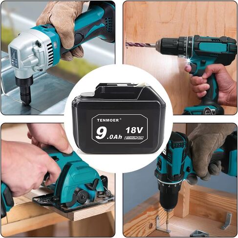 TENMOER 18V 9.0Ah BL1890 Replacement Battery Compatible with Makita 18V BL1830B BL1860B Cordless Drill with LED Screen Display,2-Pack in Saudi Arabia