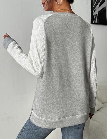 Zeagoo Womens Sweatshirts Lightweight Cable Knit Sleeve Sweaters Trendy Fall Tunic Tops in Saudi Arabia
