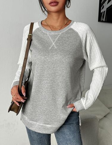 Zeagoo Womens Sweatshirts Lightweight Cable Knit Sleeve Sweaters Trendy Fall Tunic Tops in Saudi Arabia