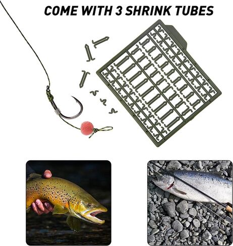 25pcs Carp Fishing Hair Rigs - Include Curved Barbed Carp Hook Anti-Tangle Swivel Braided Thread line, Card Boilie Bait Stops Dumbell Stoppers, Bait Needle Tool Carp Fishing Leader Rigging in Saudi Arabia