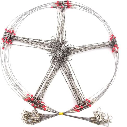 High-Strength Fishing Wire Leader Rigs with Swivels Snap Connect 1 Arm -5 Arm,Saltwater Fishing Assecories 7-Strands Steel Wire with Nylon-Coating in Saudi Arabia