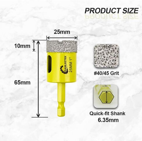 Dry Diamond Drill Bits Set - 5pcs 3/8"(10mm) SANLEETEK Hole Saw Kit with Quick Change Hex Shank for Marble Granite Ceramic Porcelain Tile Stoneware Quartz in Kuwait