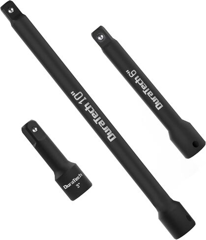 DURATECH 5-Piece Socket Adapters and Extension Bar Set - with 1/4-Inch Hex Shank - 1/4" 3/8" 1/2" Extension Adapter for Impact Drivers/Drills, Premium Cr-V Steel with Black Phosphate Finish in Saudi Arabia
