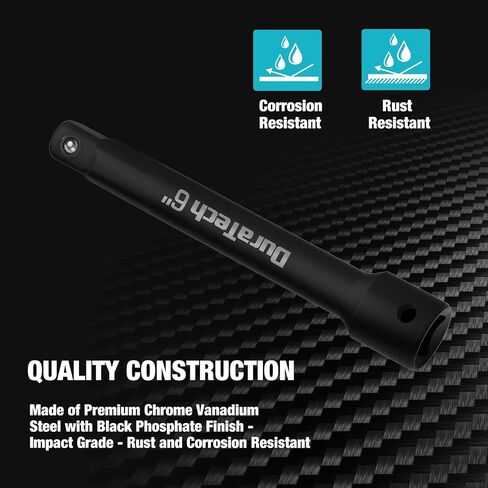 DURATECH 5-Piece Socket Adapters and Extension Bar Set - with 1/4-Inch Hex Shank - 1/4" 3/8" 1/2" Extension Adapter for Impact Drivers/Drills, Premium Cr-V Steel with Black Phosphate Finish in Saudi Arabia