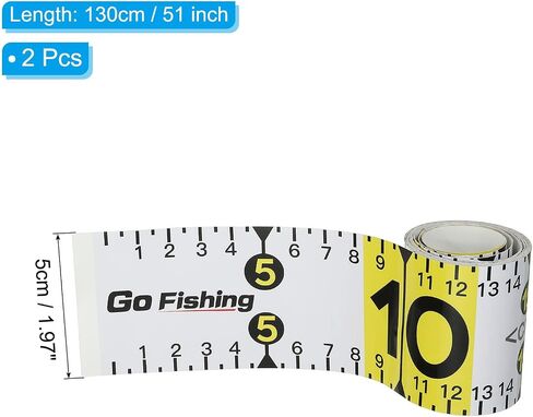 PATIKIL Adhesive Fish Ruler, 2 Pack 51 Inch Fish Measuring Tape Sticker Tape Waterproof for Fishing Boat Kayak Workbench, White in Saudi Arabia
