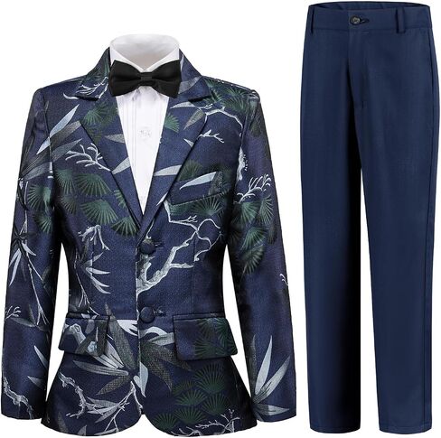 Boy Suits Formal Tuxedo Wedding Prom Suit for Teens Boys Jacquard Suits 3 Piece Blazer Jacket Pants Set with Bow Tie 2t-20 in Saudi Arabia