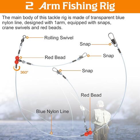 Fishing Leaders Saltwater Tackle Surf Fishing Rigs with Swivel Snaps High Strength Nylon Wire Leader Fishing Bottom Rigs Saltwater Fishing Gear Equipment in Saudi Arabia