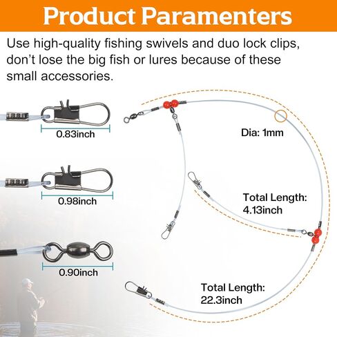 Fishing Leaders Saltwater Tackle Surf Fishing Rigs with Swivel Snaps High Strength Nylon Wire Leader Fishing Bottom Rigs Saltwater Fishing Gear Equipment in Saudi Arabia
