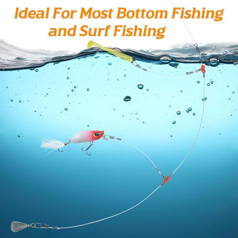 Fishing Leaders Saltwater Tackle Surf Fishing Rigs with Swivel Snaps High Strength Nylon Wire Leader Fishing Bottom Rigs Saltwater Fishing Gear Equipment in Saudi Arabia