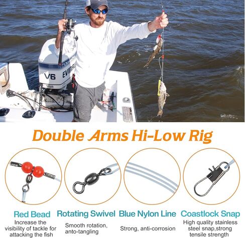 Fishing Leaders Saltwater Tackle Surf Fishing Rigs with Swivel Snaps High Strength Nylon Wire Leader Fishing Bottom Rigs Saltwater Fishing Gear Equipment in Saudi Arabia