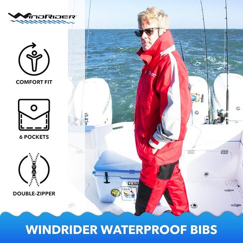WindRider Pro Waterproof Bibs | Fishing & Sailing Bibs | 6 Pockets in Kuwait