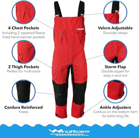 WindRider Pro Waterproof Bibs | Fishing & Sailing Bibs | 6 Pockets in Kuwait