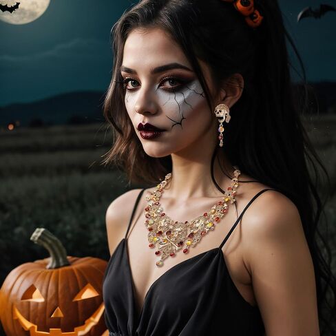 EVER FAITH Austrian Crystal Vintage Style Halloween Skull Bone Cross Necklace Earrings Set in Kuwait