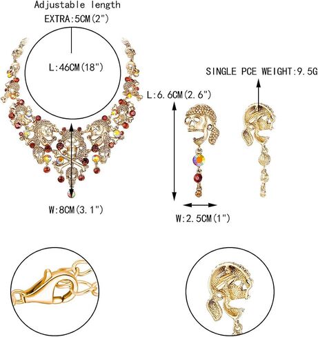 EVER FAITH Austrian Crystal Vintage Style Halloween Skull Bone Cross Necklace Earrings Set in Kuwait