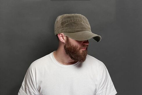 Military Cap Vintage Army Caps Washed Cotton Flat Top Cap Outdoor Sunhat in Saudi Arabia