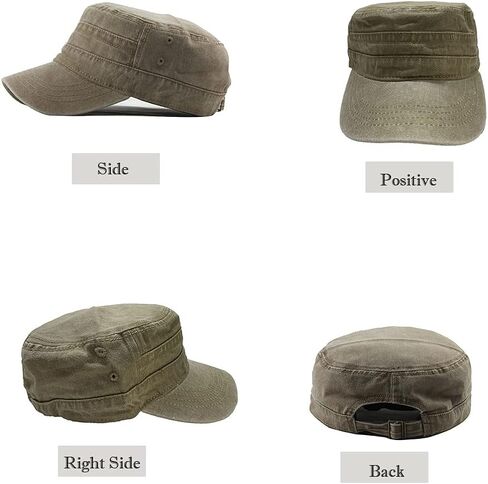 Military Cap Vintage Army Caps Washed Cotton Flat Top Cap Outdoor Sunhat in Saudi Arabia