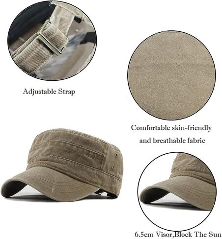 Military Cap Vintage Army Caps Washed Cotton Flat Top Cap Outdoor Sunhat in Saudi Arabia