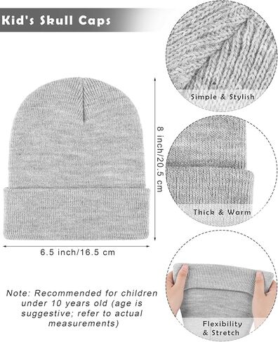 Cooraby 6 Pack Kid's Winter Beanies Hat Full Fingers Gloves Set Skull Winter Caps Stretchy Gloves for Boys Girls in Kuwait