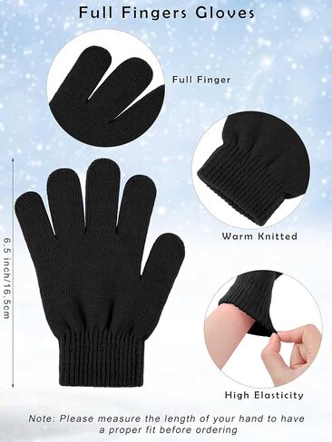Cooraby 6 Pack Kid's Winter Beanies Hat Full Fingers Gloves Set Skull Winter Caps Stretchy Gloves for Boys Girls in Kuwait