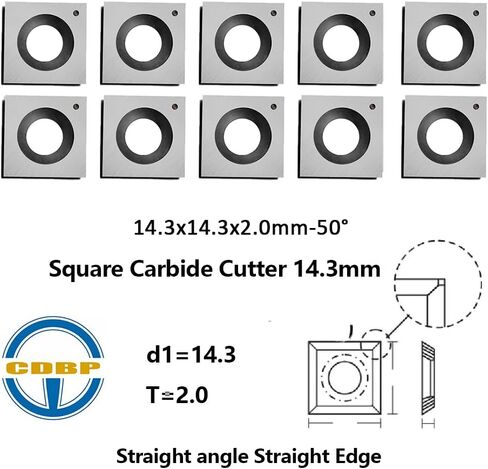 CDBP 14mm Square Straight Carbide Inserts for woodturning, 14×14×2.0mm Replacement Cutter Knives for Woodworking Fits Spiral, Helical Planer Cutter, Head Wood, Lathe, Turning Tools, 10pcs in Kuwait