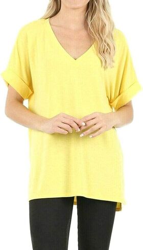 Zenana Regular and Plus Size Premium Rolled Short Sleeve Side Slit Top in Kuwait