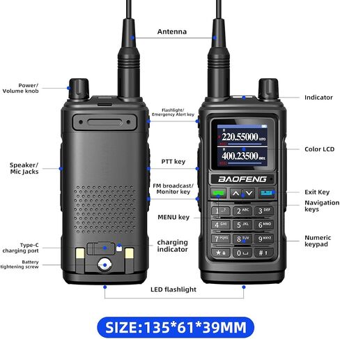 UV-5R Upgrade Ham Radio Long Range Two Way Radio UV-17R Walkie Talkies for Adults Waterproof Dual Band USB Charger 999 Channels VOX with Earpiece,Flashlight Li-ion Battery in Saudi Arabia