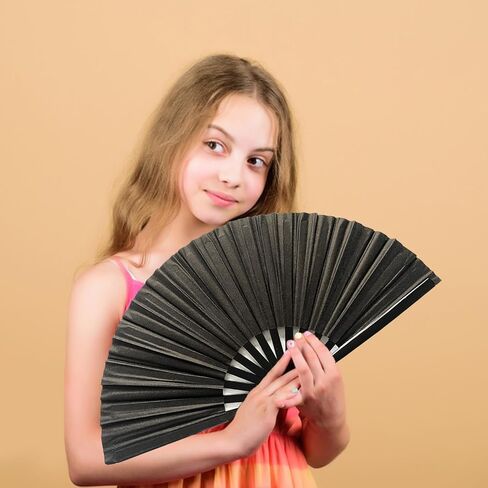 dmjuncong Large Folding Hand Rave Fan,Clack Handheld Fan,Laser Colors Hand Fan,for Festivals, Halloween, Rainbow Outfits,Disco Party,Home Decoration and many occasions. in Kuwait