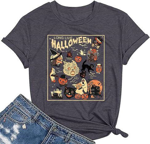 Halloweentown University T-Shirt for Women Fall Pumpkin Shirts Funny Halloween Thanksgiving Gift Tops in Kuwait
